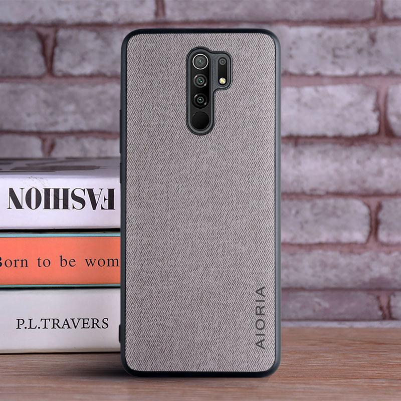 

Чехол для Xiaomi Redmi 9 9T 9C 9A Coque Роскошный текстильный кожаный чехол из мягкого ТПУ Жесткий ПК чехол для телефона Xiaomi Redmi 9 Чехол Funda Redmi 9A светло-серый