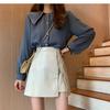 Women's High-Waisted PU Leather A-Line Zipper Mini Skirt