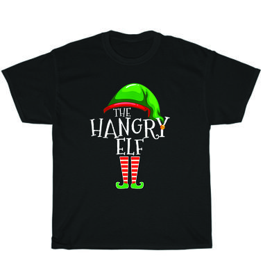 Die Hangry Elf Familien Partnerlook Gruppe Weihnachten Lustiges Feiertags-T-Shirt Unisex NEU