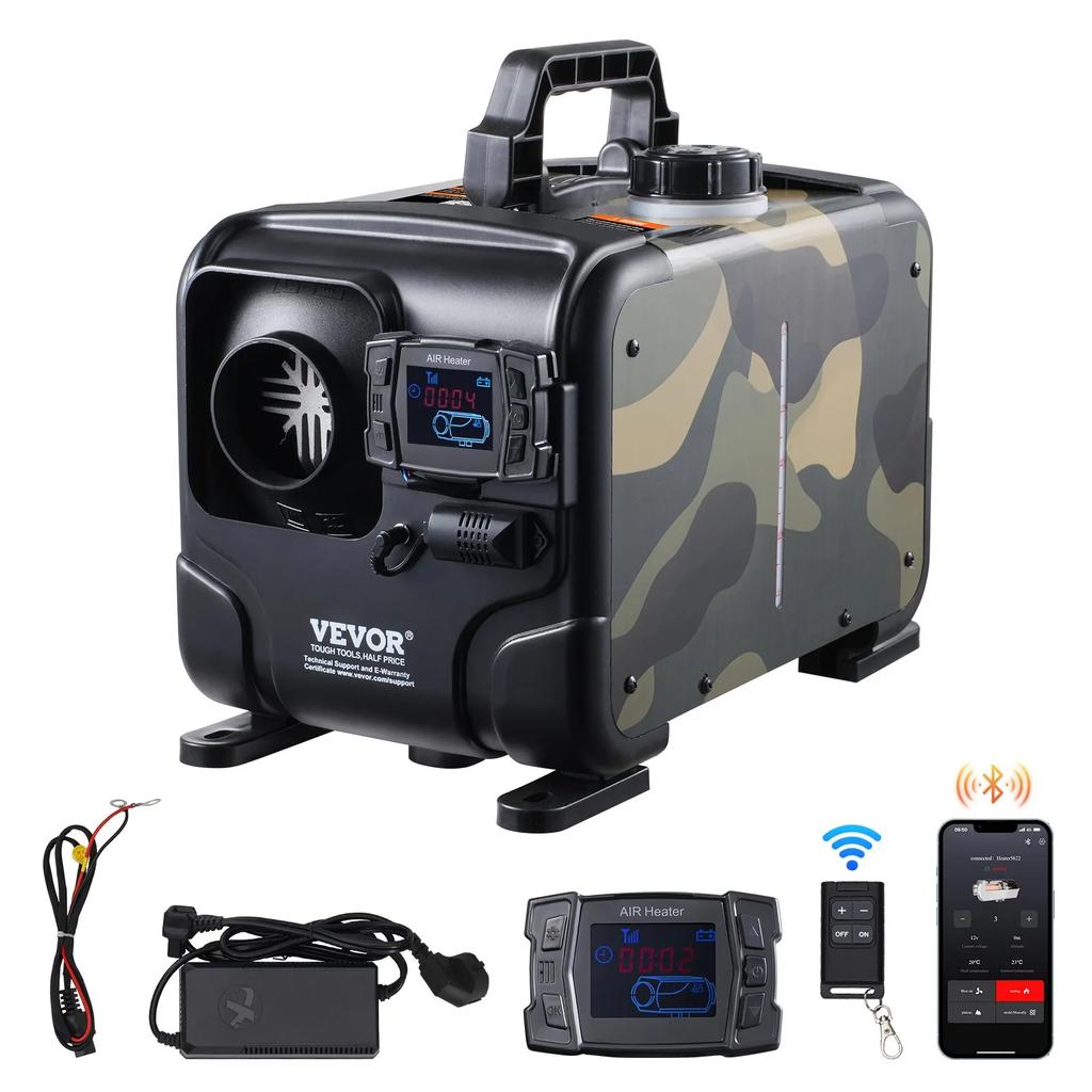 VEVOR 5-8KW Diesel Heater, 12V/24V All In One Diesel Air Heater, Bluetooth APP Control, Remote Control and Display Screen, CO Alarm