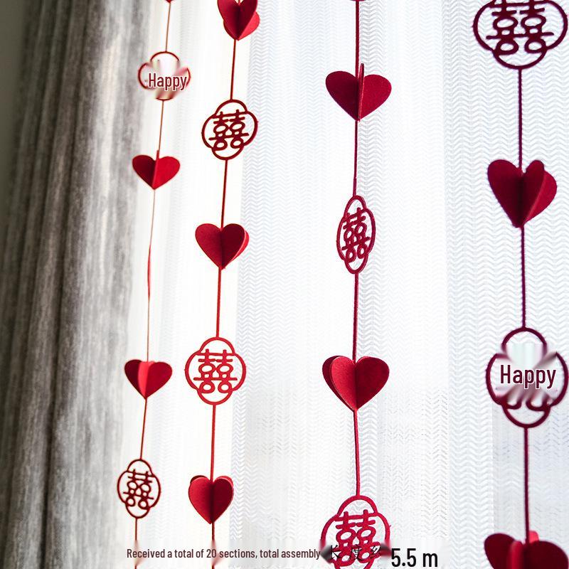 Wedding Room Decoration Set: Joyful Character Flower Curtain Pendants for Bedroom & Living Room Standard Size