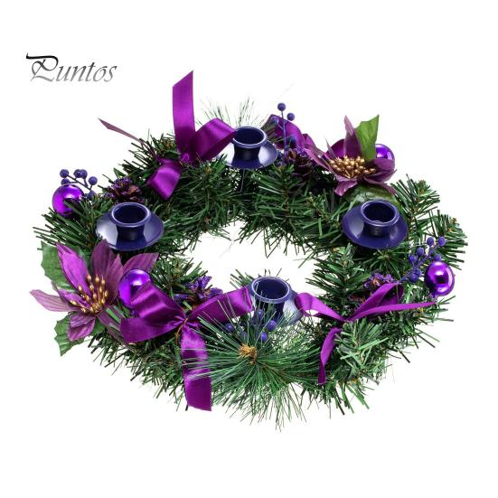 Christmas Wreath 12 Inch Reusable Artificial Pine Needle Wreath with 4 Candle Holders Christmas Wreath with Ribbon Pinecone Berries for Home