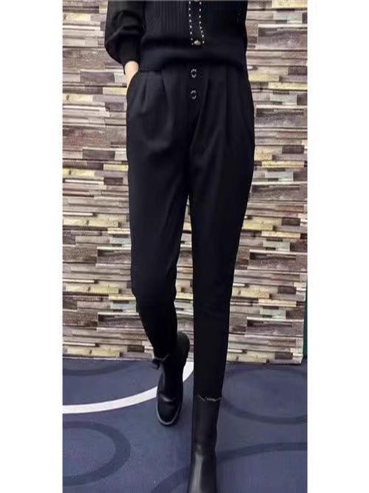 

Весна 2025 Черные повседневные брюки гаремы с высокой талией для женщин 3XL [145-160 jin]