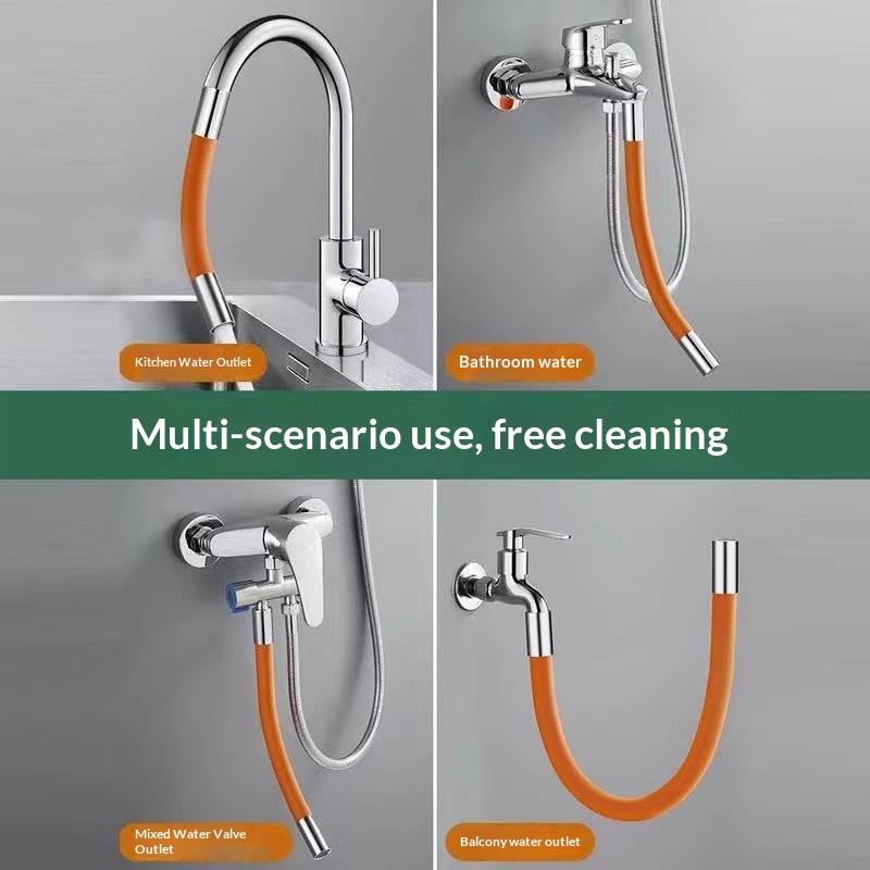 20/30/50CM Universal Kitchen Orange Faucet Extension Hose Bathroom 360° Rotation Bending Faucet Extender Wash Basi Bathroom