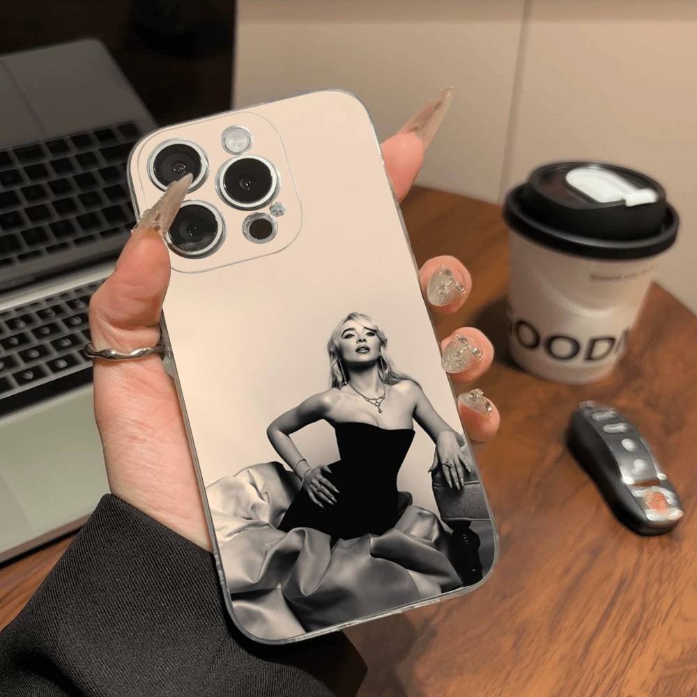 Singer S-Sabrina C-Carpenter Transparent Case For iPhone 11 12 13 14 15 16 17 Air Pro Max Plus Mini Shockproof Cover
