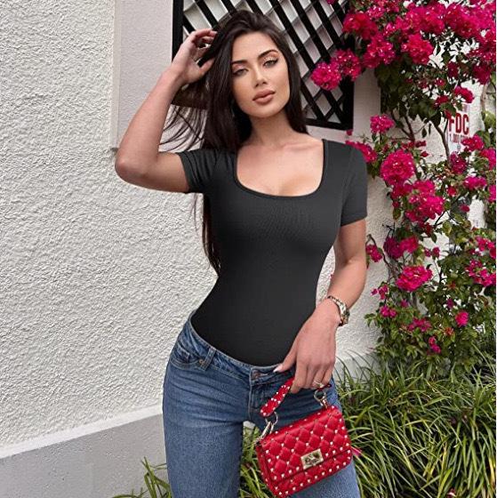 2023 European-American Women's Summer Square Neck Short-Sleeve Jumpsuit