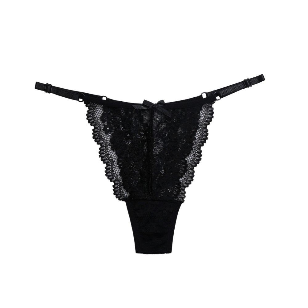 Breathable Soft Lace Flower Thongs Solid Color Underpants Low Waist Briefs Lingerie Traceless T-back Panties Daily Wear