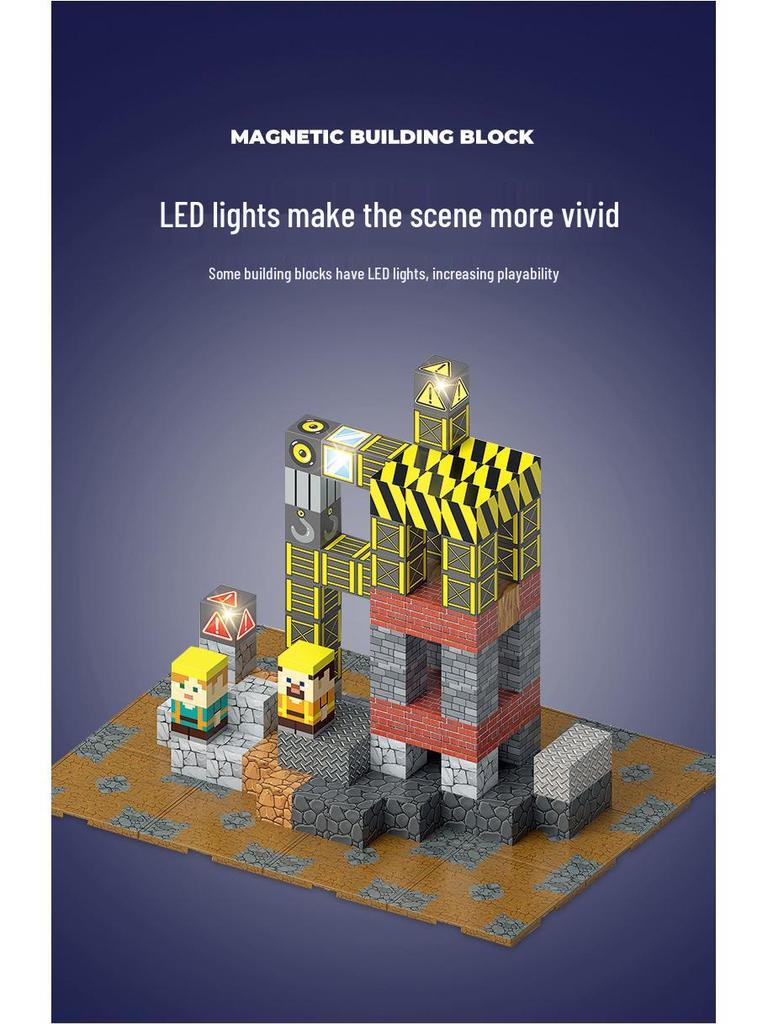 2.0cm DIY Magnetic Building Blocks with Lights - Magnetic Cubes Military Engineering Farm Set