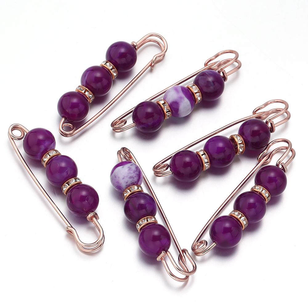 5pcs/Lot Color Imitation Pearl Brooches Rhinestone Pants Fixed Pins for Garment Decoration Waist Clips Brooch Supplies