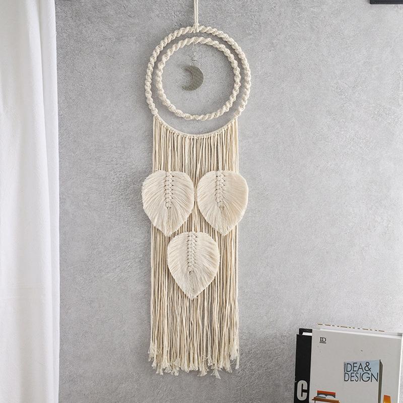 Handmade Dream Catcher Pendant Tapestry Home Circle Leaf Shape Jewelry Wall Hanging Ornament Window Decoration