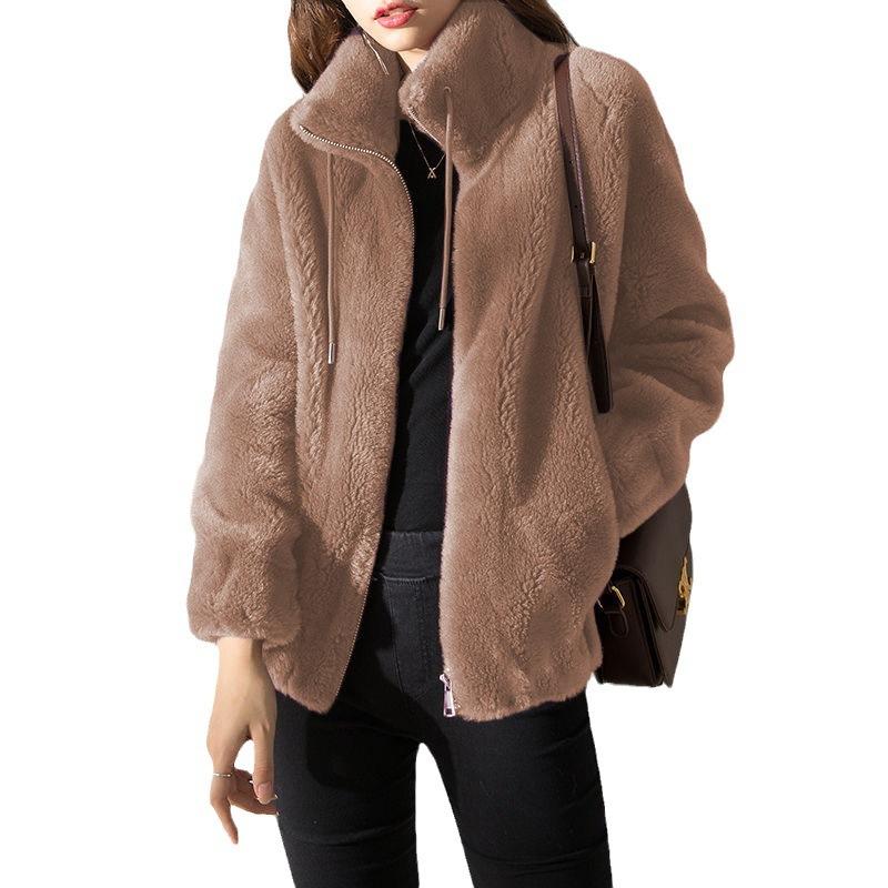 Women S Plus Size Fleece Jacket Open Front Stand Collar Warm Autumn Winter