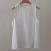 Chic Korean Style Women's White Sleeveless Bamboo Cotton Linen Vest 2026 Summer Design