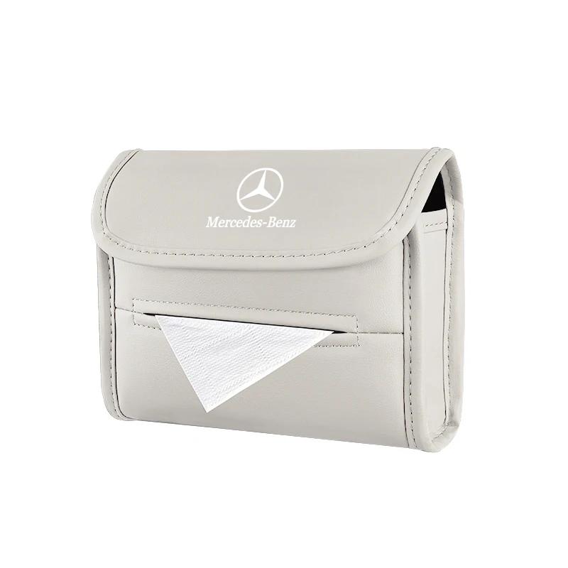 

GLC GLB Автомобильная коробка для салфеток Подвесная кожаная сумка для хранения на спинку сиденья Для Mercedes Benz AMG E S C A B Класс GLE GLS CLS GLC CLA GLA GLK белый