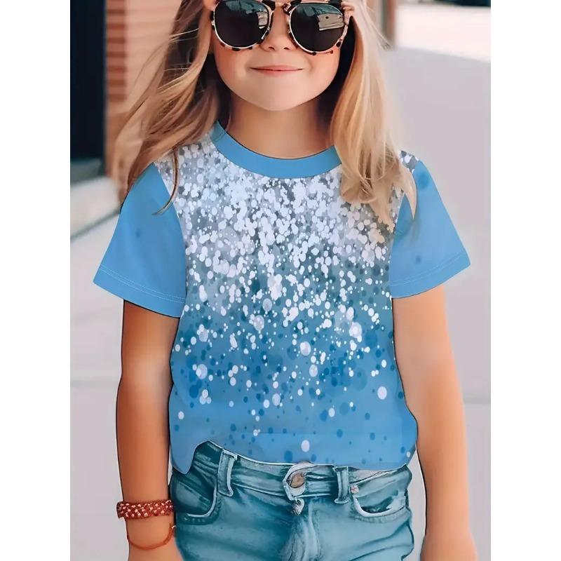 Barn t-shirts Westernstil Tecknad Sommar Kortärmad T-shirt Cool Regnbågstryckt Topp Trendskjorta