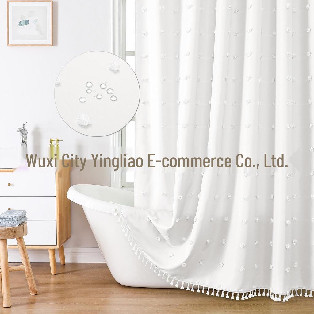 TEMU Hydrangea Polyester Shower Curtain - 3D Jacquard Design