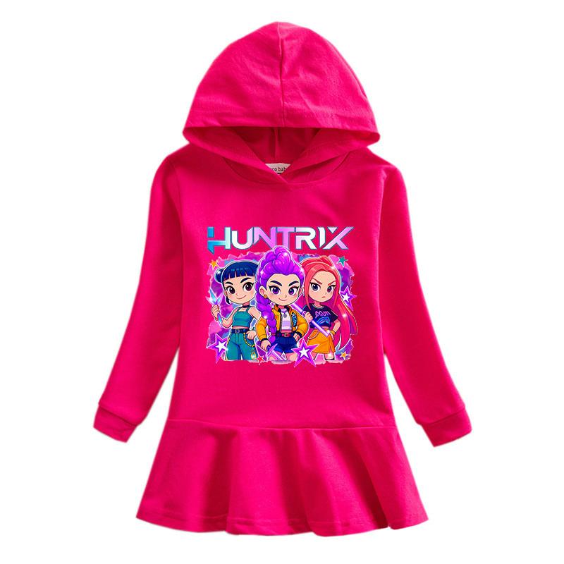 Girls Kpop Rumi Zoey Mira Hunters Printed Colorful Cute Hooded Dress