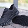 Men's Black Waterproof Leather Casual Sports Shoes - Autumn/Winter, Non-Slip, Wear-Resistant, Perfect for Running and Work.