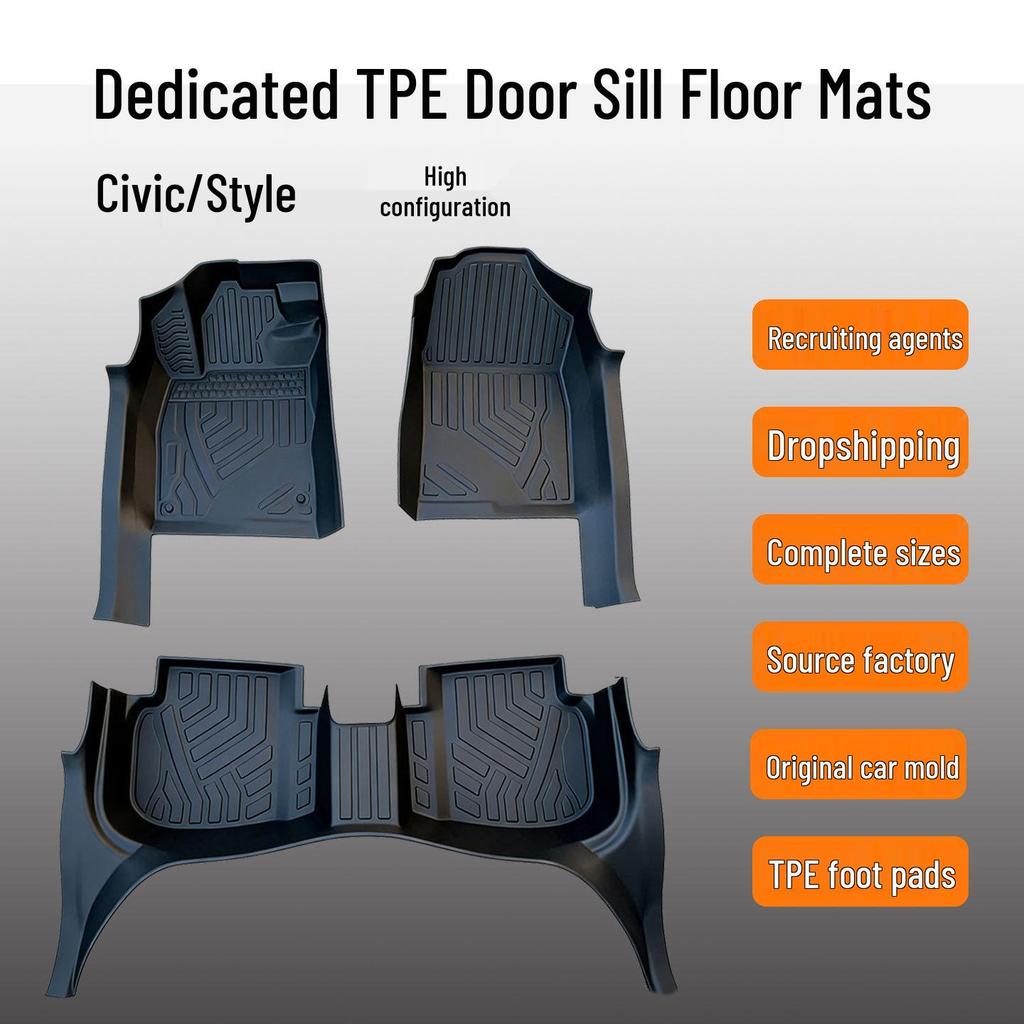 Eco-friendly Odorless TPE Floor Mats & Door Sill Protector for Honda Civic Type R