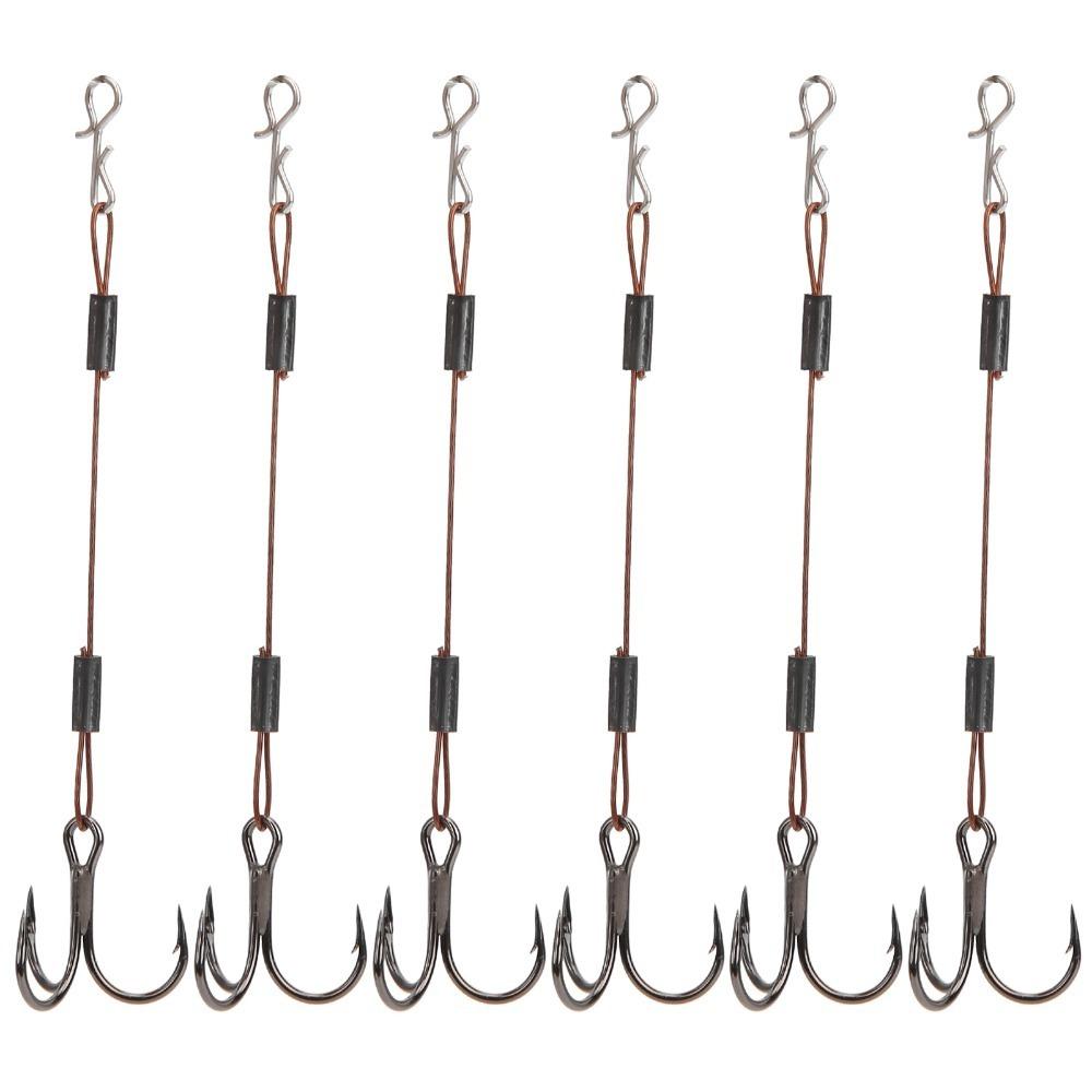 

6PCS Durable Reusable Treble Hooks Incisive Stainless Steel Wire Fish Hook Sharp Barbed Tips Lure Hook Walleye Fishing