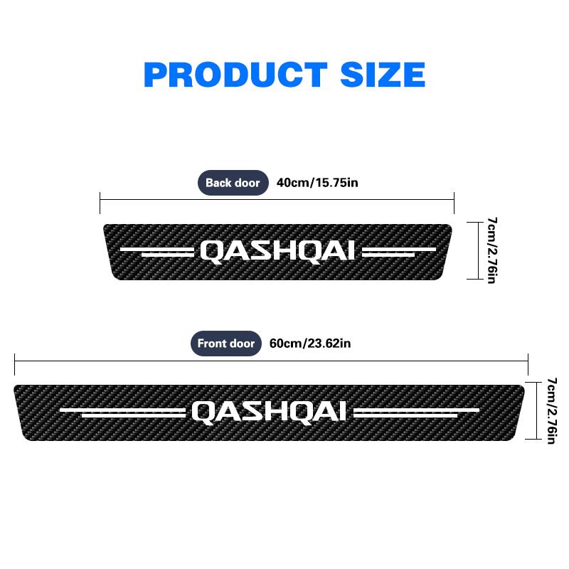 Set da 5 Pezzi Adesivo Soglia Battitacco Portiera Auto Per Nissan Qashqai J10 J11 J12 2013 2015 2016 2017 2018 2019 2020 2021 Emblema Qashqai