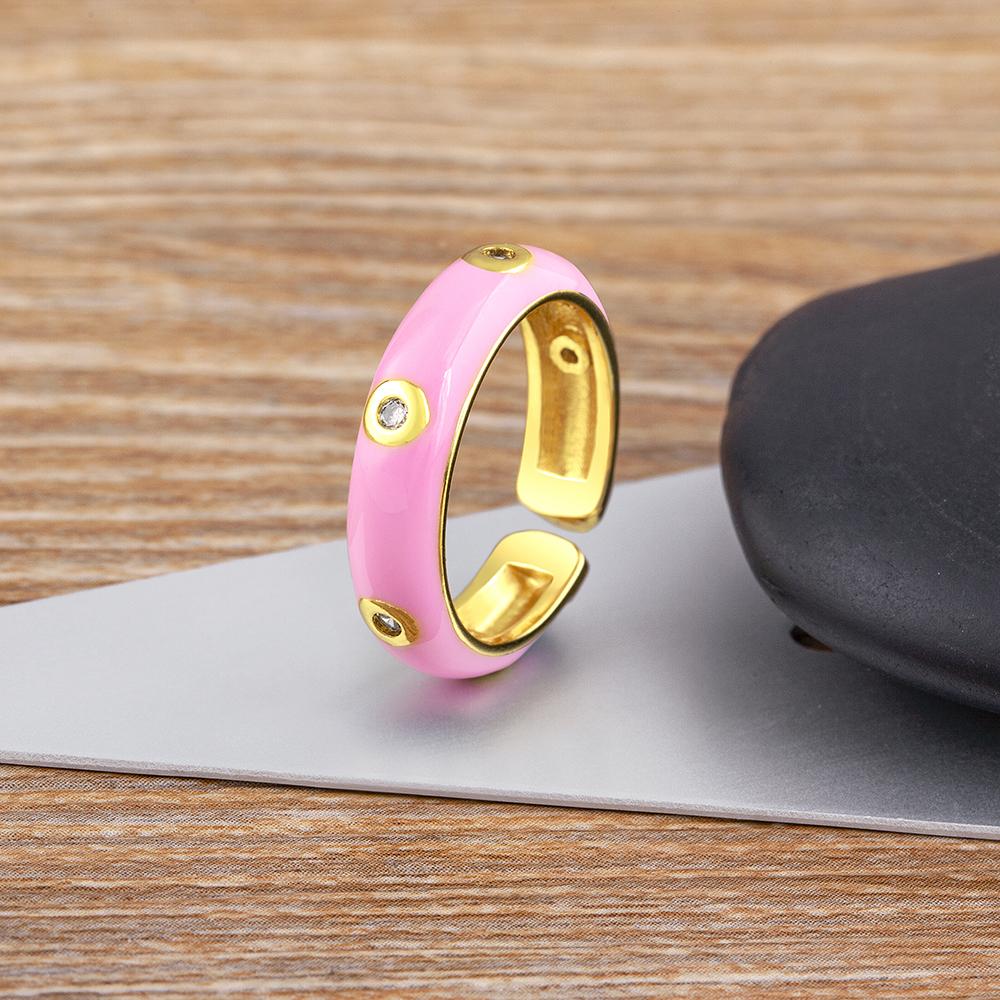 Nidin High Quality Enamel Dripping Oil Candy Colors Open Adjustable Ring Women Girls Fashion Boho Style Jewelry Friendship Gift