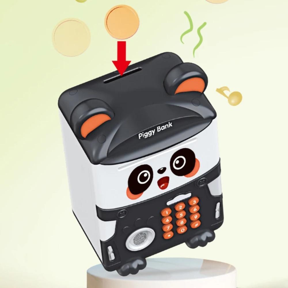Panda Sparschwein Cartoon Geldkasse Fingerabdruck Passwort Automatische Induktion Münzrolle Simulation Elektronischer Geldautomat Spielzeug für Kinder Weihnachten