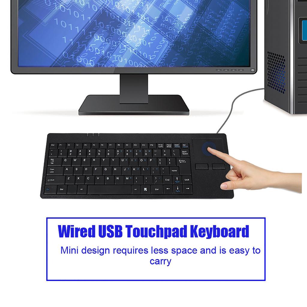 Wired USB Built, Port Keyboard 86 Key In Touchpad HUB Filter Thin for Notebook Desk