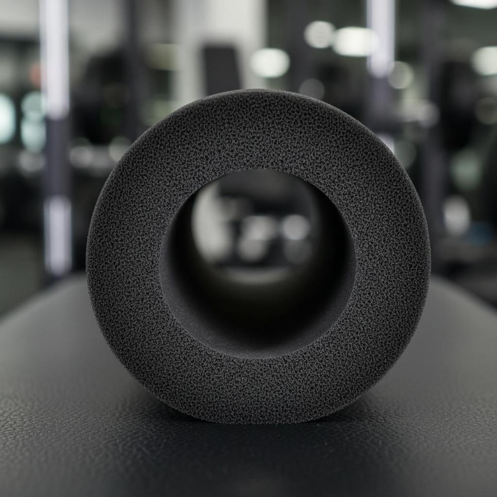 2 Black Padded Rubber Covers, Padding for Fitness Equipment