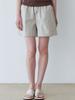 LE STUDIO Vintage Crinkly Elastic Shorts_Beige