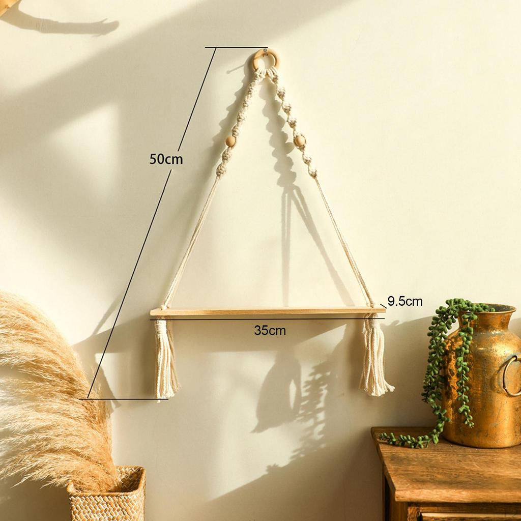 Macrame Wall Hanging Shelf Woven Tapestry for Living Room Bathroom Apartment Home Decor