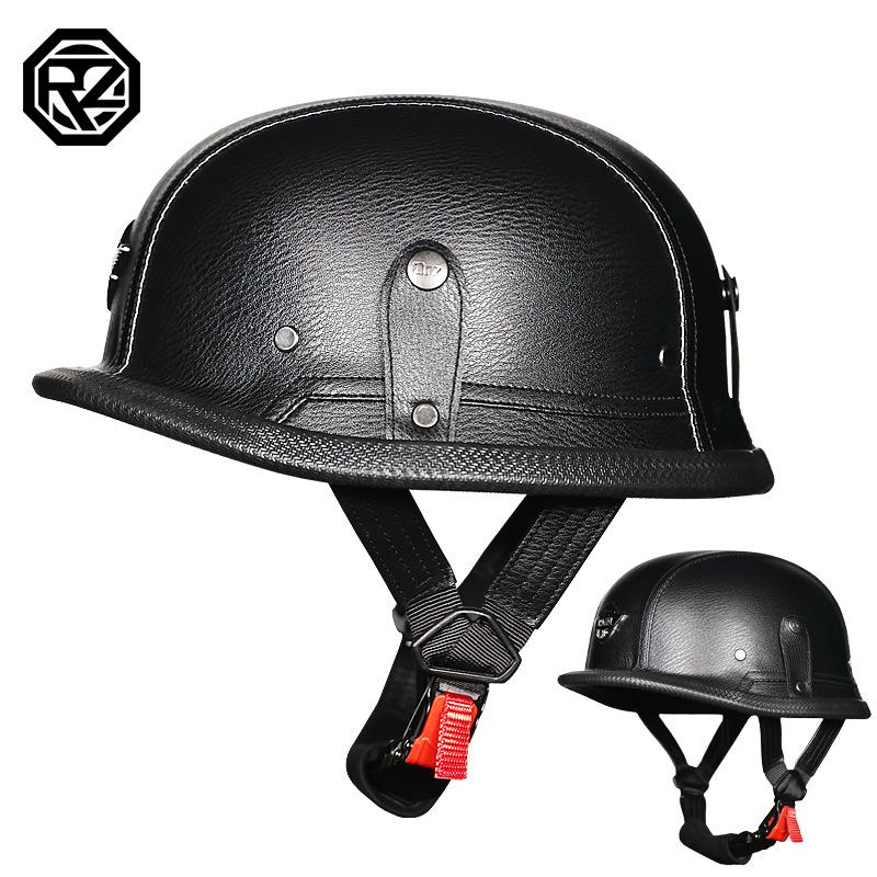 3C German WWII Vintage Helmet Leather Helmet, Summer Vintage Harley Half Helmet, Half Clad Motorcycle Helmet Men