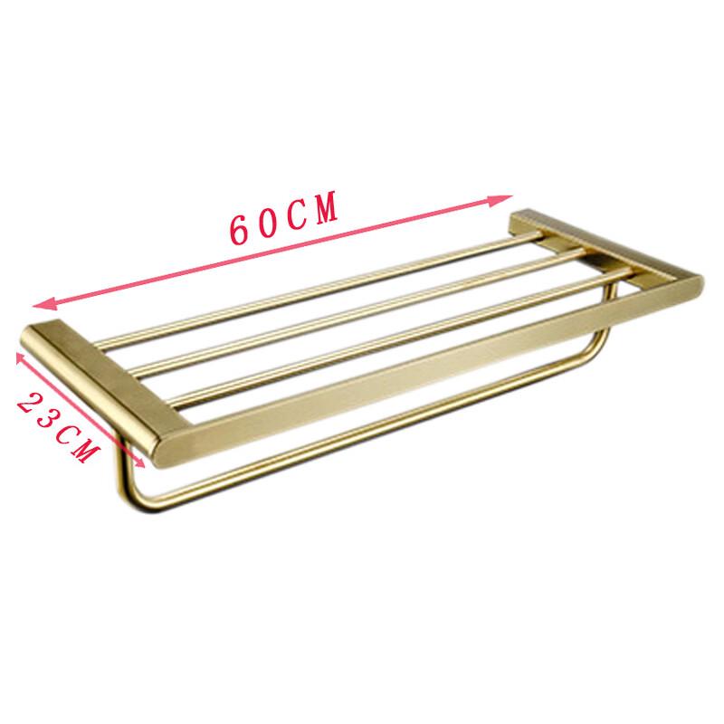 Doppel-Handtuchhalter aus gebürstetem Edelstahlgold mit Ablage