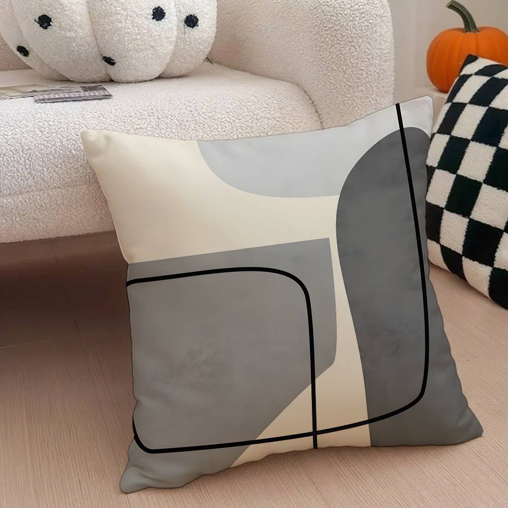 Abstract Geometric  Modern Boho Pillow Case Anti-dustmite Pillowcase Invisible Zipper Silky Short Plush Sofa Cushion Cover