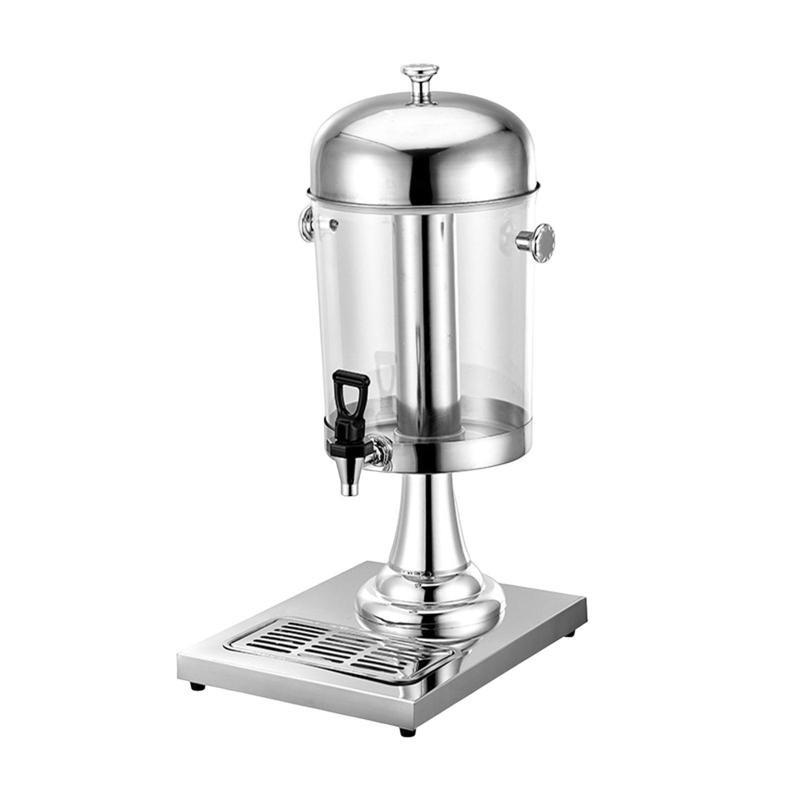 8L Large Capacity Kitchen Water Pitcher Beverage Barrel Dispenser Sealed Bottles Removable Stainless Steel Ice-holding Cylinder