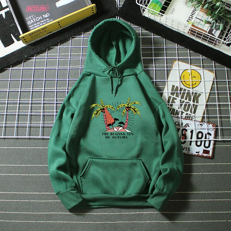Women's Black Hooded Hoodie for Autumn Winter Plush Oversized Pattern Print Long Sleeve Pullover Sweatshirt