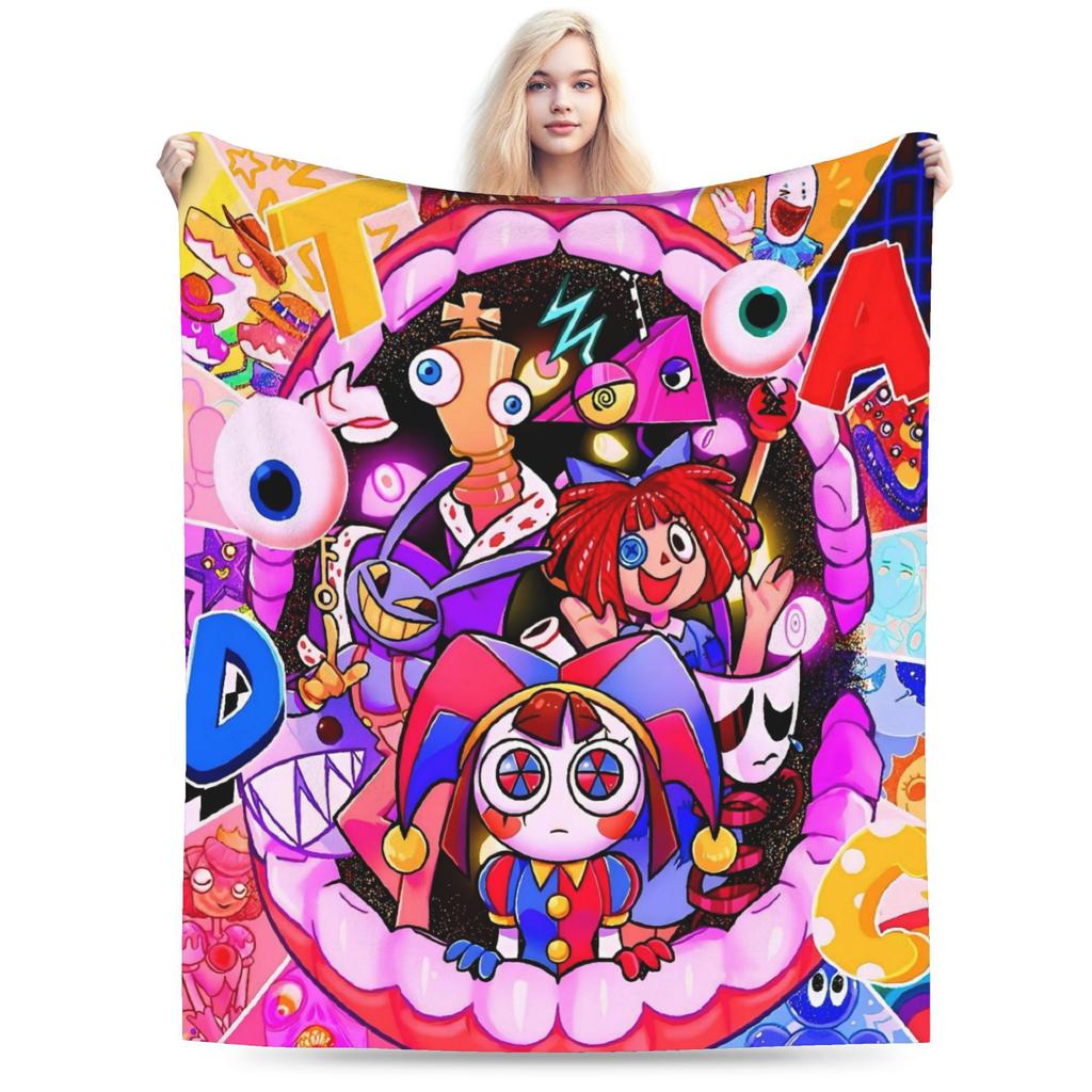 Anime The Amazing Digital Circus Blanket Travel Flannel Throw Blanket For Couch Chair Sofa Bed Super Soft Bedspread Gift