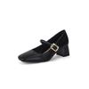 Spring Autumn Women Pumps Women Square Toe Chunky Heel Mary Janes Shoes Women Wedding Party Shoes Classics High Heels