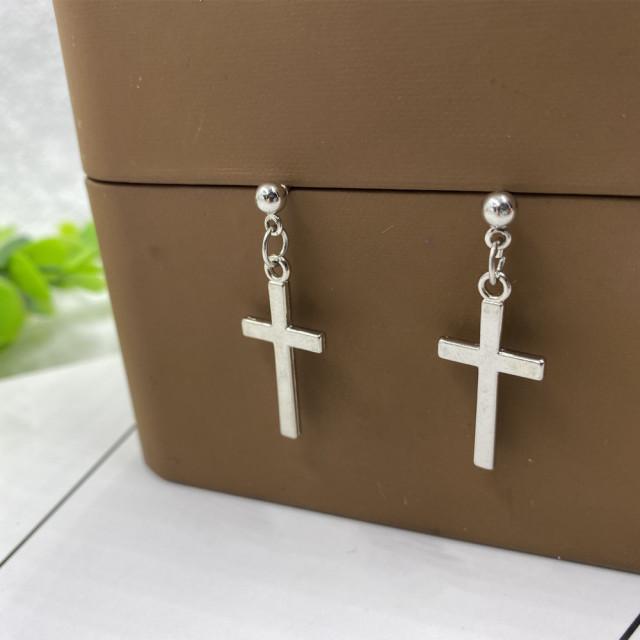 Fashion Cross Pendant Cartilage Drop Dangle Earrings Punk Jewelry For Cool Women Girl Friendship Gifts