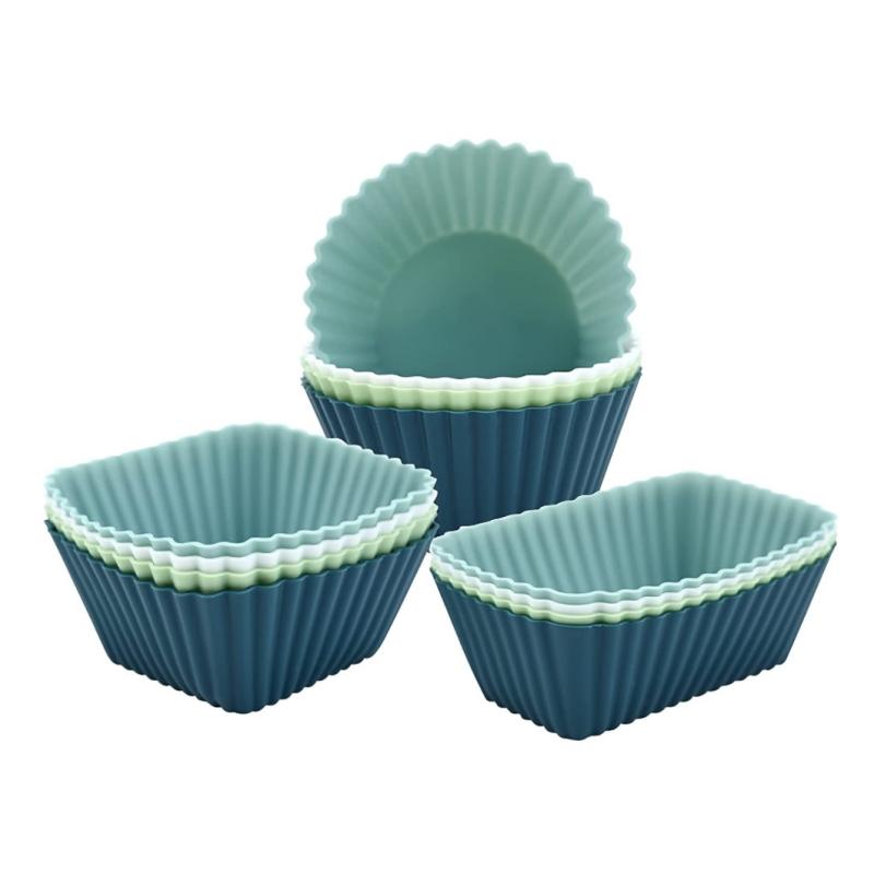 12/24pcs Cup Cake Moulds Round Square Silicone Muffin Mold Baking Mold Kitchen Cooking Supplies Cake Decorating Tools