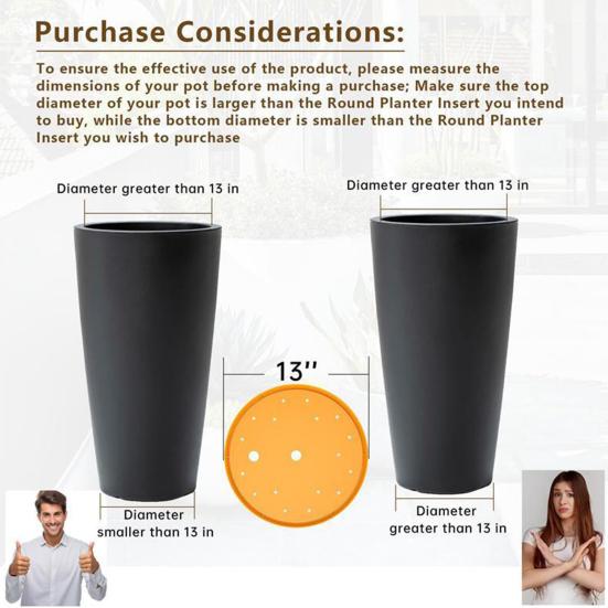 Round Planter Inserts Planter Insert Disc with Drainage Holes Flower Pot Filler Insert for Large Round Planters Less Soil Needed Gardening