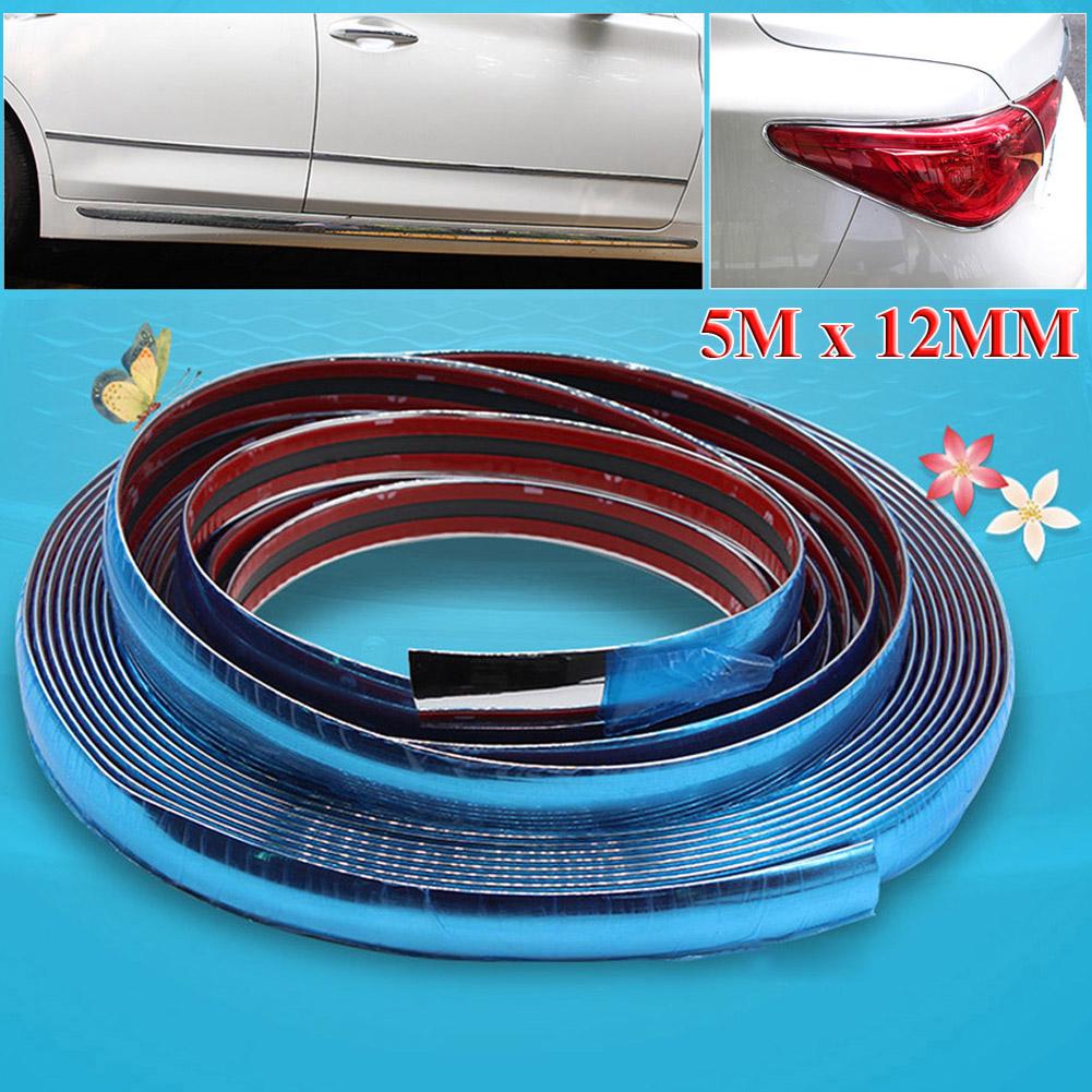 5m Exterior Car Chrome Body Strip Bumper Auto Door Protector Moulding Styling Trim Car Lamp Sticker Window Trim Exterior Trim