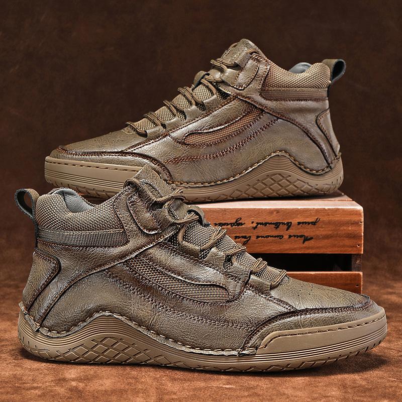 Herren Handgefertigt Muster Leder Bequeme Weiche Socke Stiefeletten Herbst Winter Herren Stiefel