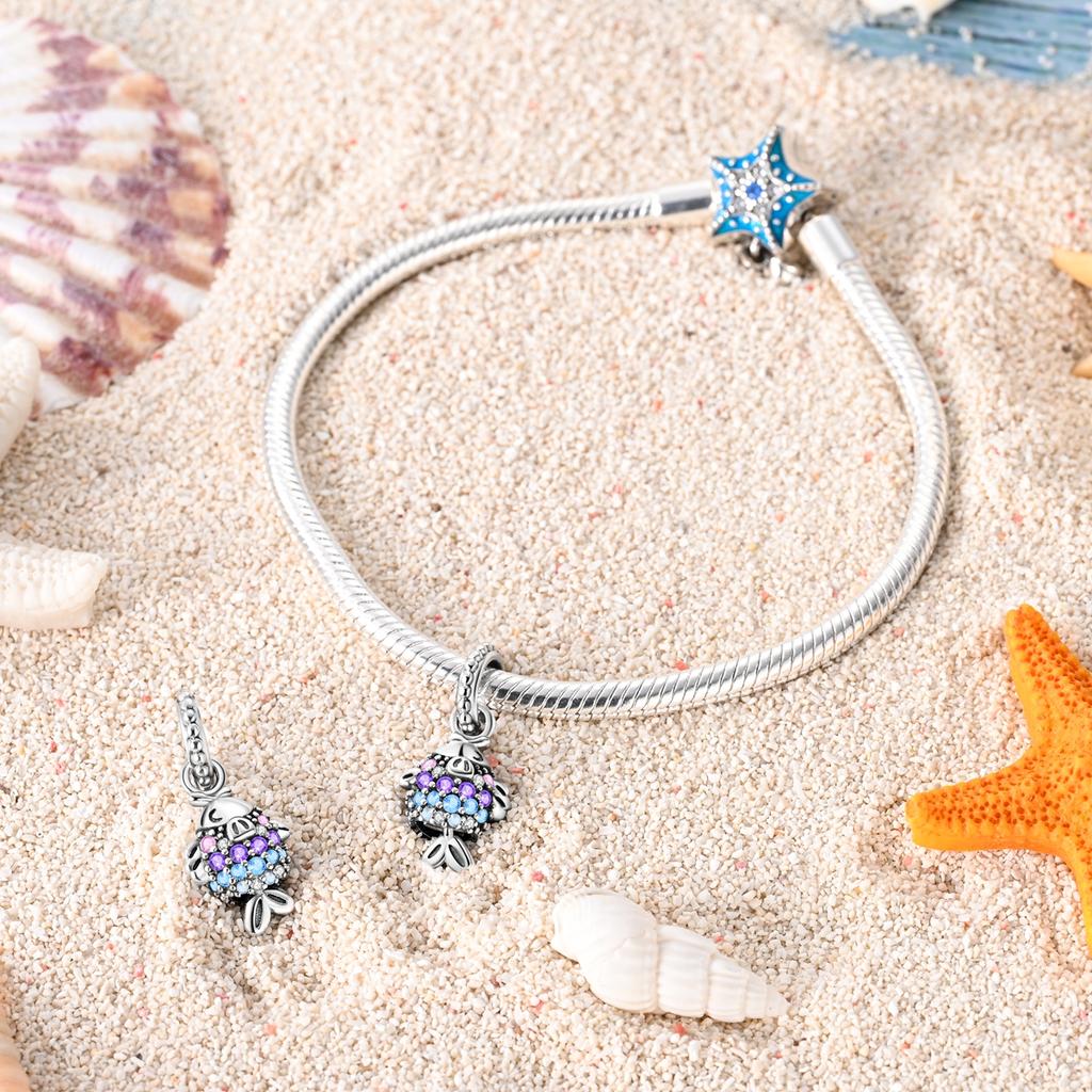 Silver Plated Summer Style Butterfly Sea Turtle Charms Beads Fit Original Bracelets Exquisite DIY Jewelry Gift
