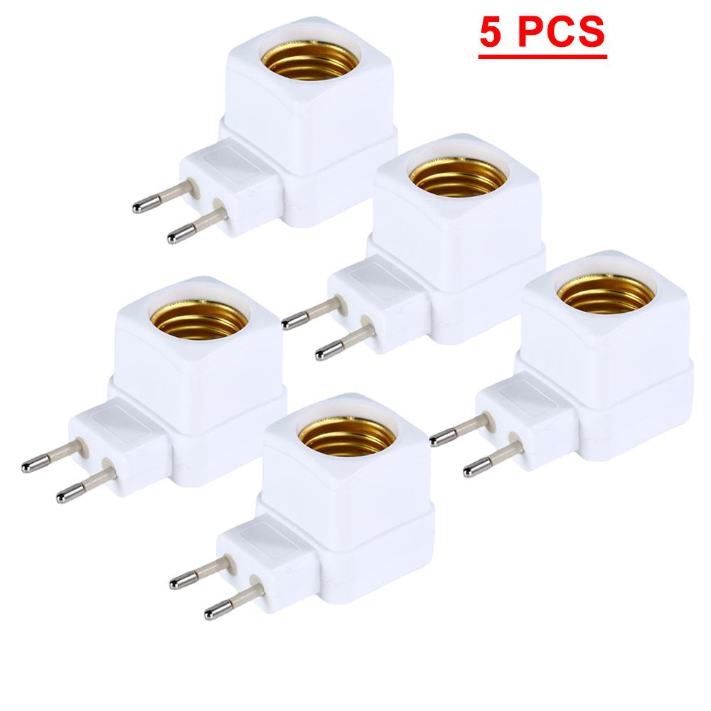 1 Pcs 5/10/20 PCS E27 LED Light Lamp Bulbs Socket Base Holder EU Plug Adapter ON/OFF Switch White