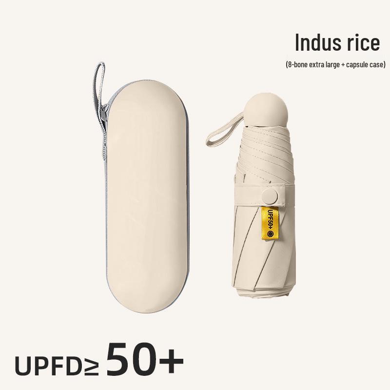 Kompakter UV-Schutz Faltbarer Regenschirm mit Schwarzer Fütterung