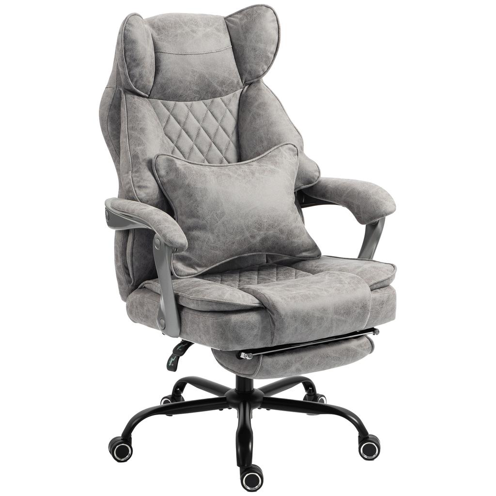 Executive Office Chair, Leathaire Big and Tall Office Chair 180 kg with Wide Seat, Reclining, Lumbar Support, Grey