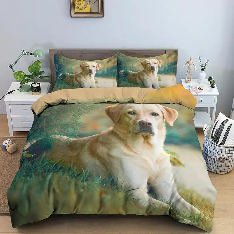 Dog Soft Duvet Cover Set Golden Retriever Quen Sized Dimensions Beding Set for Young Boys Young Girls Microfiber 3D Pet Themed Animal Funy Dog