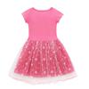 Kids Girls Kpop Demon Hunters Cartoon Print T-Shirt Dress Summer Casual Short Sleeve Star Moon Tulle Princess Dress Children Toddler Girl Clothing