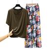 T-shirt girocollo in modal con pantaloni a gamba larga floreali in popeline Set pigiama estivo sottile Tuta casual larga per dormire Loungewear comodo tutto da abbinare