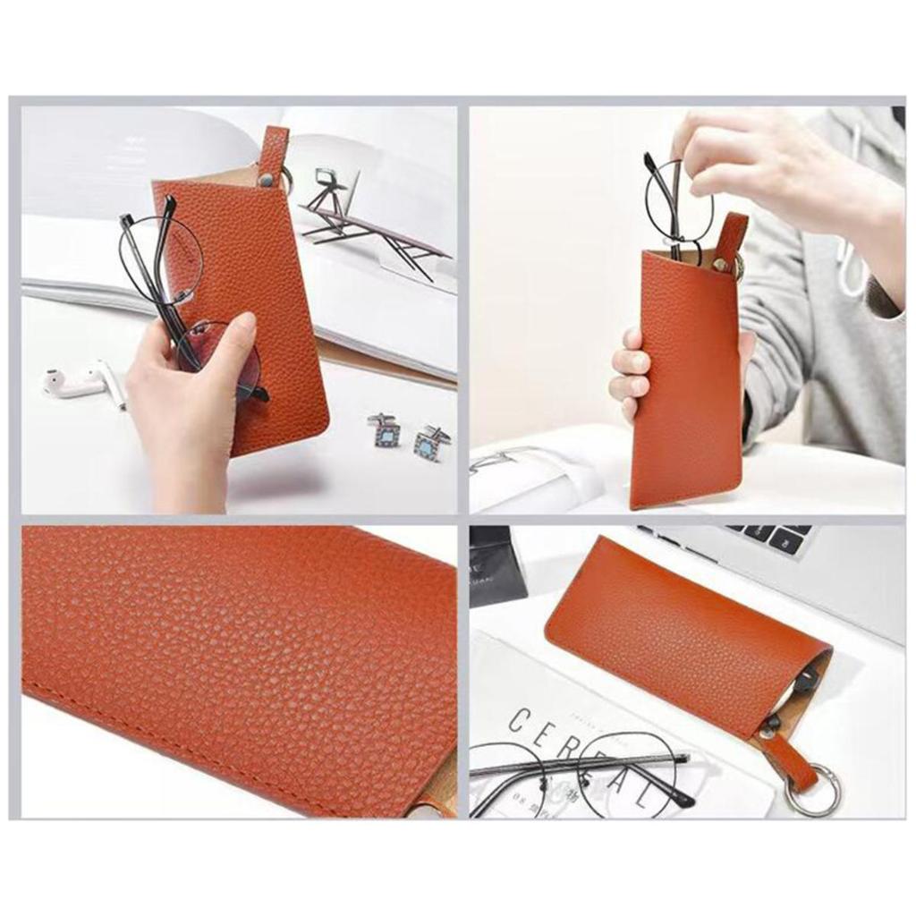 Women Men Eyeglass Case Portable Leather Soft Holder Pocket Cases Slim Travel Pouch for Sunglasses Eyeglasses Readers